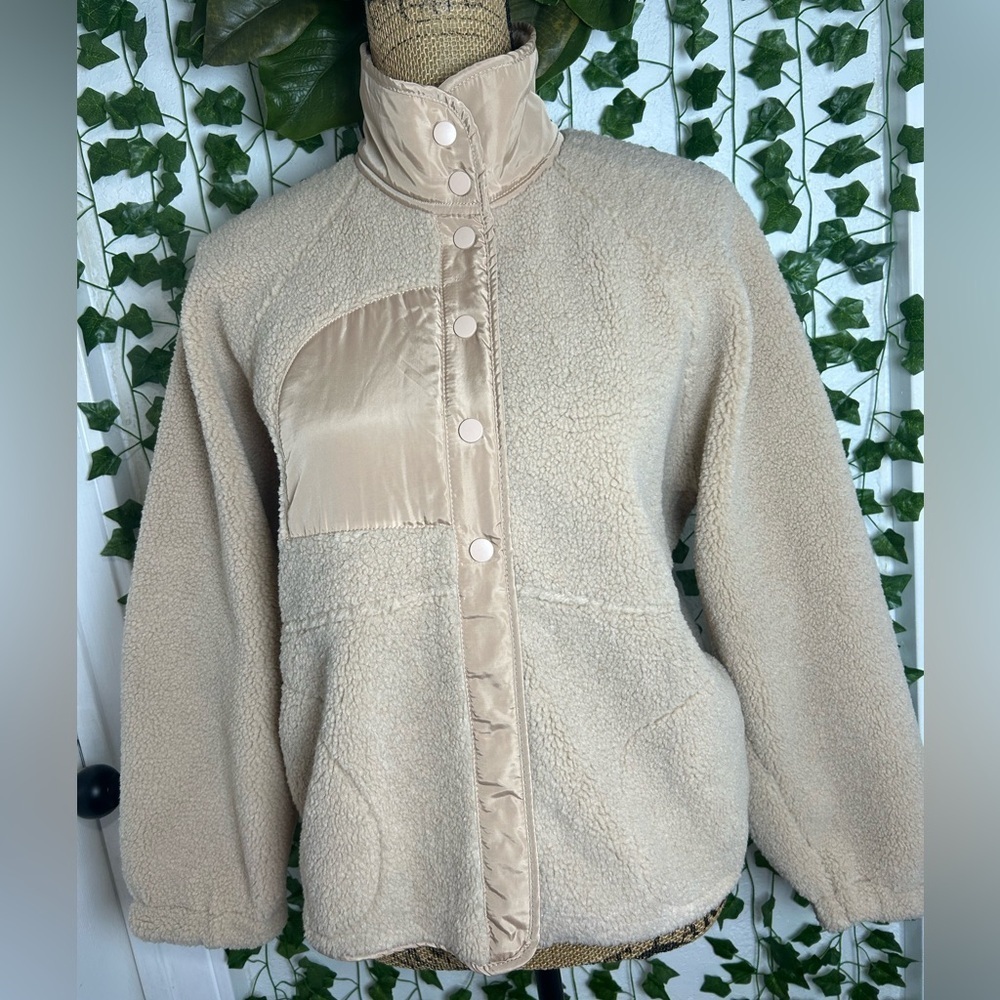 Vici Cream Teddy Jacket with Satin Accents